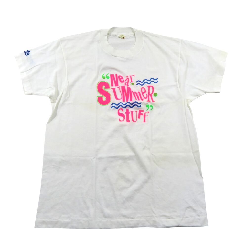 Neat Summer Stuff Screen Stars 50/50 T-shirt White Sz M 1980s Vintage